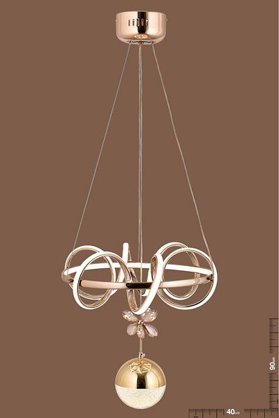 HİRALUCE Truva 3 Color Gold - Chandelier with Crystal Stones, Yellow White and Daylight Led Concept