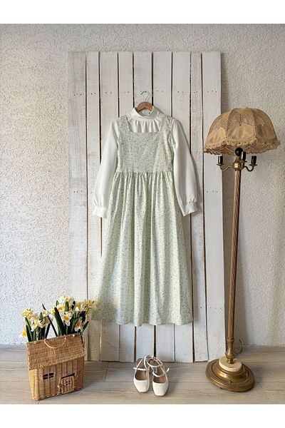 KÜÇÜĞÜM BUTİK Gilet din Poplin - Model Margaretă Verde Apă