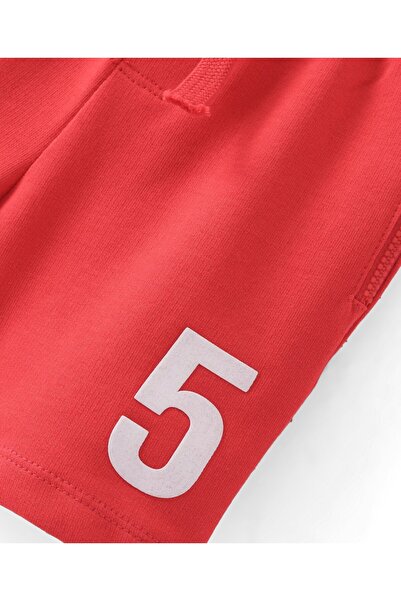 Babyhug Cotton Looper Knit Shorts with Text Print - Red