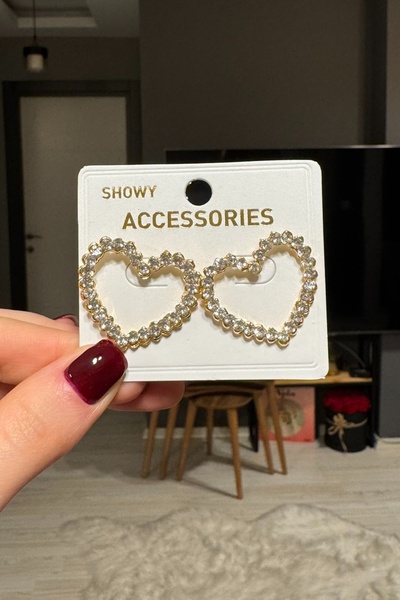 C&E Design Kadın Zirkon Taşlı Kalp Küpe