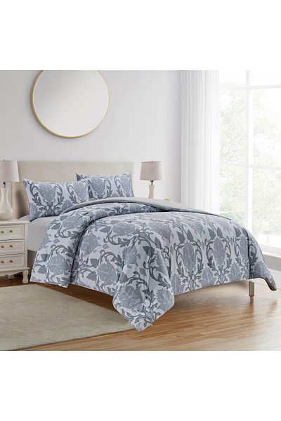 In House Anthony | Microfiber Comforter Set 4 Pieces, King, 260x240 cm, Light Grey