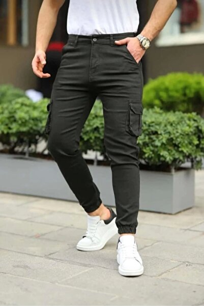 Genel Markalar Erkek Kargo Pantolon Slim Fit Körüklü Cep Paça Lastikli