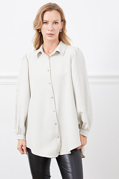 DPARİS Светло-сіра сорочка з плетеним поясом