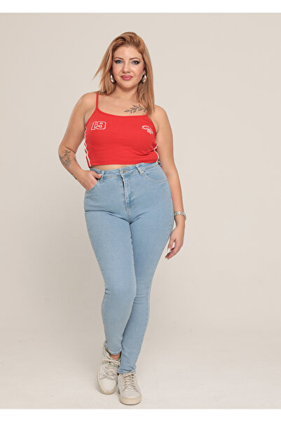 XBELLA DENİM Large Size Super Lyclary Ice Blue Slim Bear Jeans