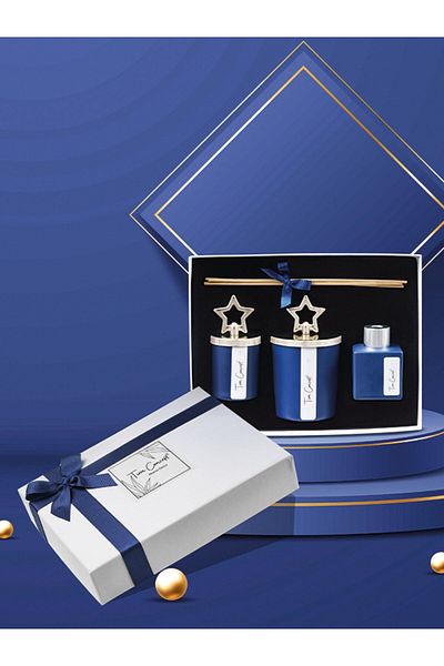 Tiem Concept تصميم خاص مكون من 3 قطع من كوب فضي وشمعة ومجموعة عطور الغرفة