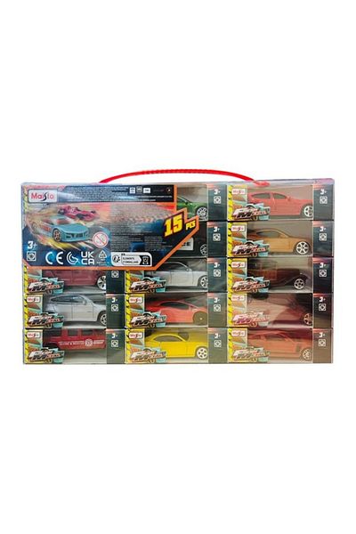 Maisto 15-Piece Metal Die Cast Car Set in Plastic Blister Bag