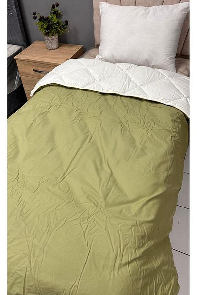 Clasy 100% Cotton Ranforce Single Double Sided Quilt White-Pistachio Green