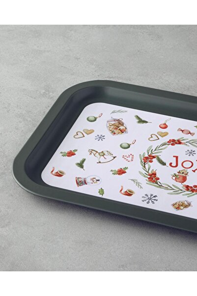 English Home New Year Joy Metal Tepsi 35x23 cm Yeşil