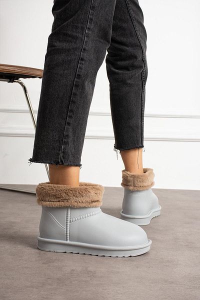 ShoeTek Lirse Grey Fur Rain Boots - Γυναικείο εσωτερικό και γιακά
