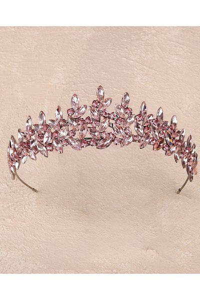 Hayalperest boncuk Coroana de henna de mireasa cu piatra de cristal personalizata pentru femei Coroana de nunta de mireasa roz
