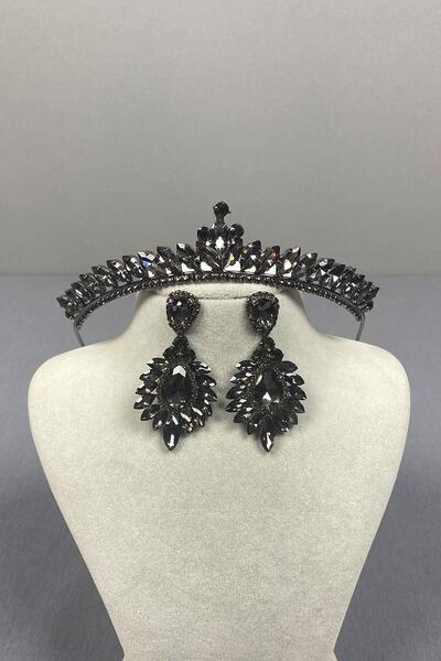 Limelia Σετ κορώνας και σκουλαρίκια με σταγόνες χρυσόχρωμο σετ Ece Gelin