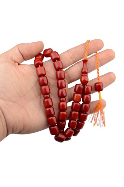 Burhan Sağlam Özel Seri Osmanlı Benzetmesi Saray Püsküllü 11x11 mm Fıçı Kesim Sıkma Kehribar Tesbih