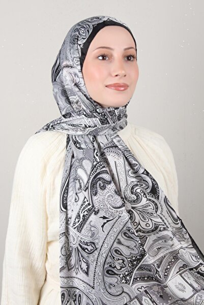 ARMANDA Linda Etnik Desen Şal 1717-4 Siyah-Gri