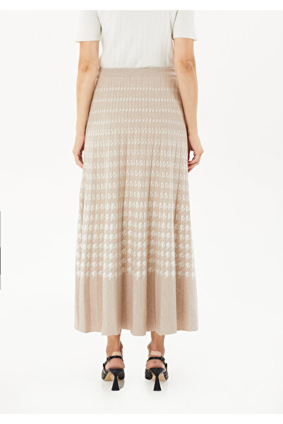 Guzella Plaid Patterned Knitwear Midi Skirt