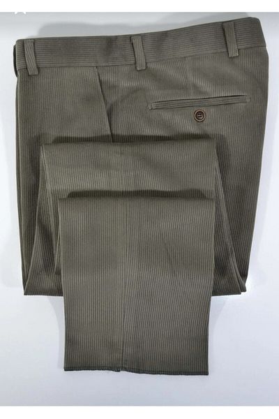 Rewoly Men's Fleece Classic Cut Water Green Velvet Trousers
