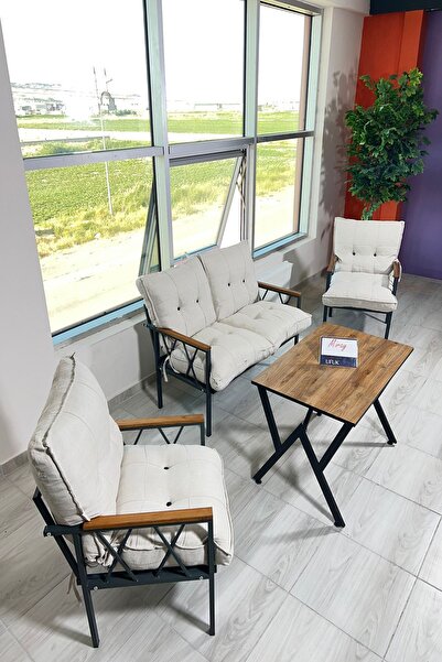 UFUK HOME Miray 211 Masalı Krem Fermuarlı Bahçe Balkon Takımı, Salon, Teras- ...