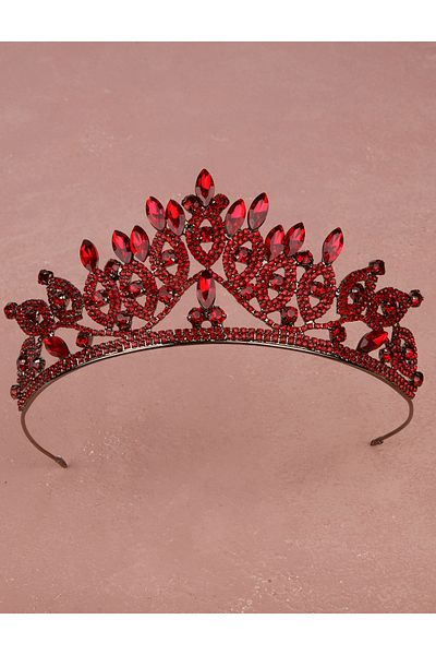 Hayalperest boncuk Coroana Regina Miresei cu Pietre de Cristal Coroana Printesa Stralucitoare Coroana Nunta Mireasa Bordeaux