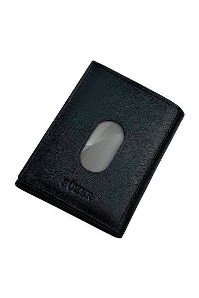 Süzer Deri 100% Genuine Real Leather Black Card Holder Portfolio