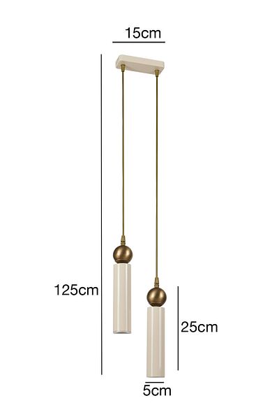 Bozyaka Aydınlatma Sparg 2-Piece Metal Ceiling Pendant Lamp Double Color Cream & Tumbled Modern Chandelier (Daylight Led Bulbs Included)