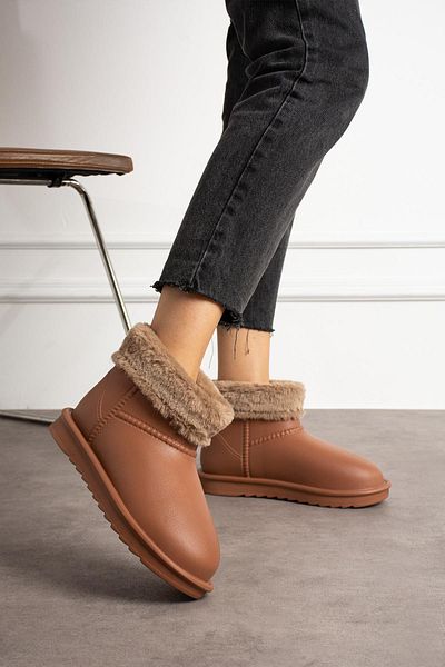 ShoeTek Lirse γυναικείες μπότες βροχής εσωτερικά και γιακά γούνινο μαύρισμα