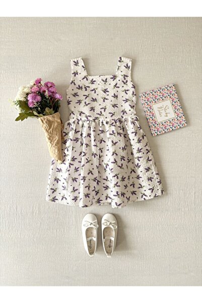 KÜÇÜĞÜM BUTİK Біла фіолетова лавандова квіткова спідниця матері та доньки сукня-комбінація Продається поодинці