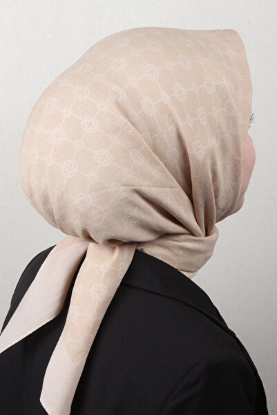 Aker Elegance Monogram Eşarp 1090500-981 Krem
