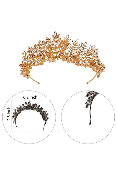 Hayalperest boncuk Coroană de costum de mireasă elegantă cu model de frunze Henna Night Crown Honey