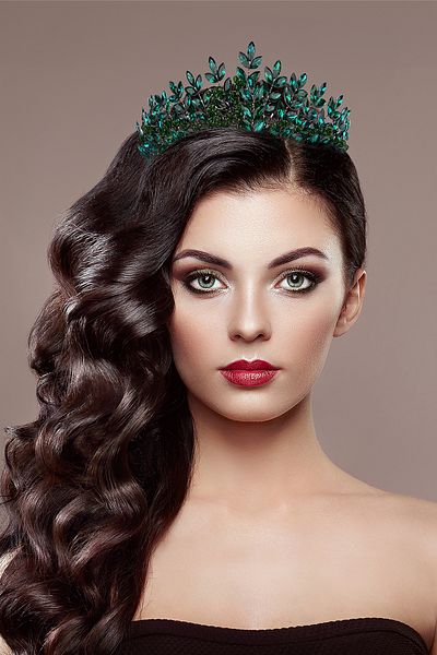 Hayalperest boncuk Leaf Patterned Elegant Bridal Costume Crown Henna Night Crown Green