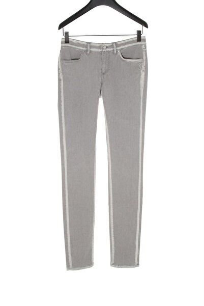 Escada Sport Şeritli Dar Paça Gri Pamuklu Jean Pantolon