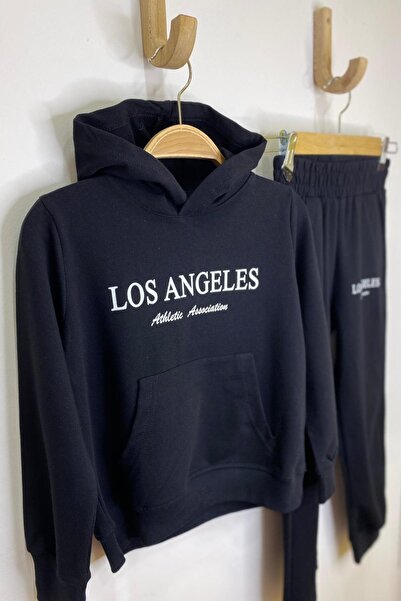 Cuties بدلة رياضية للفتيات من ووراج لوس أنجلوس بغطاء رأس Tkm 3915 باللون الأسود