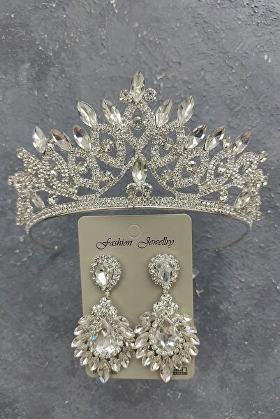 Limelia Model Lilya Tiară Mireasă și Cercei cu Piatră Shuttle Drop
