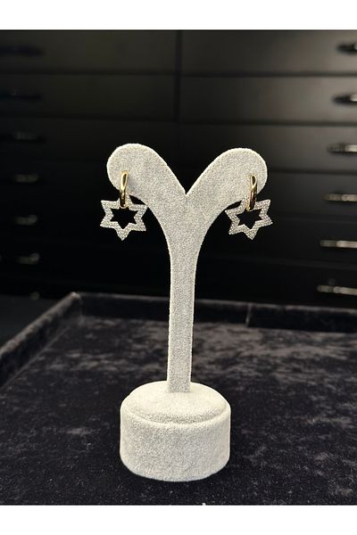 Amber Silver Gold Star Steel Earring