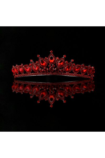 Hayalperest boncuk Coroana de mireasa cu piatra de cristal cu aspect de strass Coroana de noapte cu piatra de cristal Henna rosie