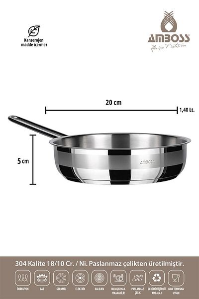 Amboss Maestro 2-Piece Induction Compatible Stainless Steel Skillet Set Without Lid