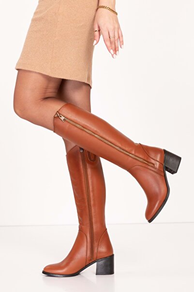 Gondol Hakiki Deri Klasik Topuklu Çizme Bel.1667