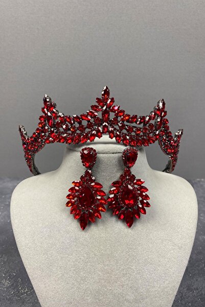 ESPEREST Set de coroană și cercei cu henna de mireasă din piatră din Veneția