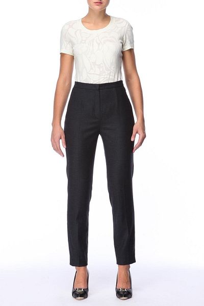 Escada High Waist Classic Wool And Cashmere Pants