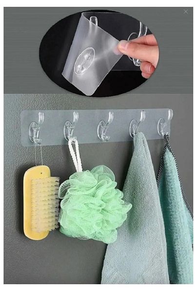 Bayev 4 Set of 5 Clear Strong Silicone Door Wall Hangers - Heavy Load Bearing