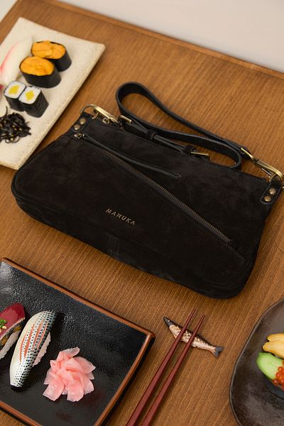 Manuka ΤΣΑΝΤΑ MARI SUEDE BAGET ΜΑΥΡΗ
