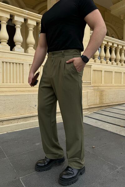 Livio Ferri Erkek Kumaş Baggy Kalıp Pileli Pantolon