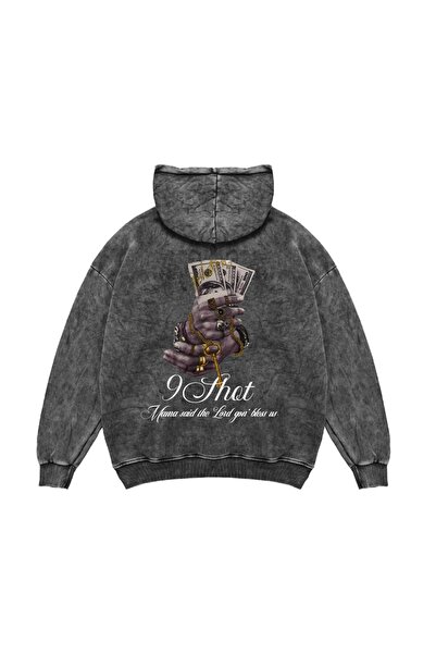 Bak Moda Crna unisex premium majica sa kapuljačom, veoma velika, ručno šivana...