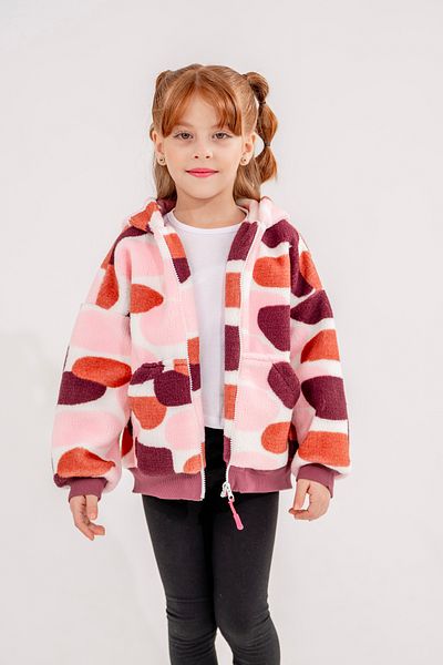 Eray Kids Multicolored Girl's Zippered Ribbed College Coat