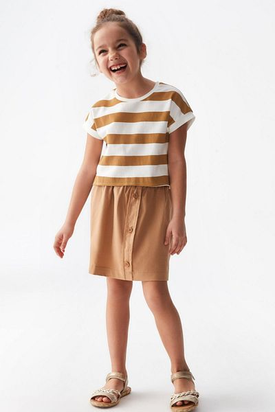 nk kids Детска пола с копчета от бонибон 56518 камила