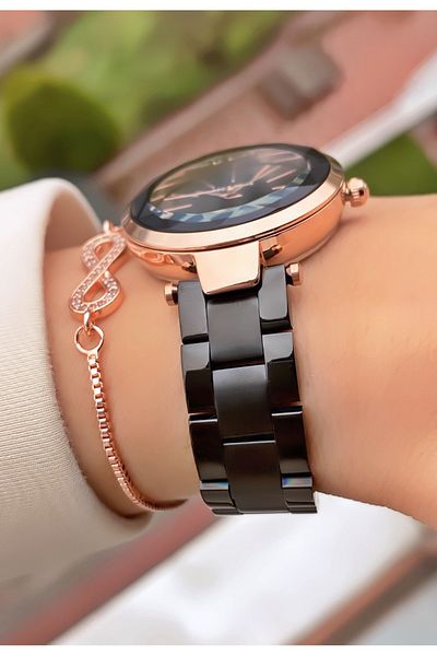 Homies Gold Colored Waterproof Women's Wristwatch and Bracelet Gift