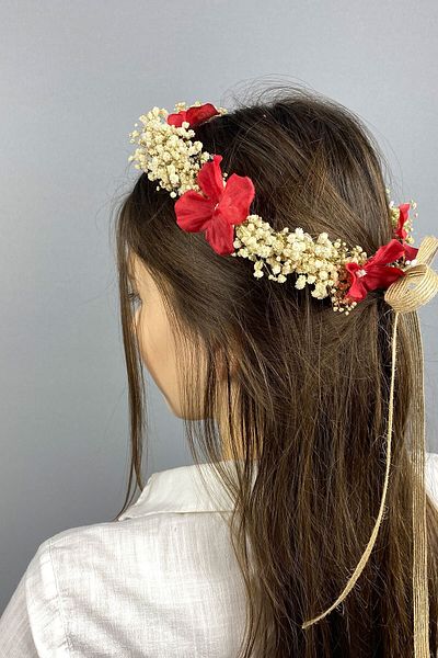 Hayalperest boncuk Hydrangea Dry Floral External Shoot Bridal Hair Accessory