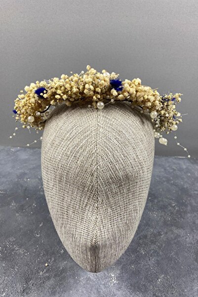 Limelia Булчинска корона с перли от крем и памучна трева
