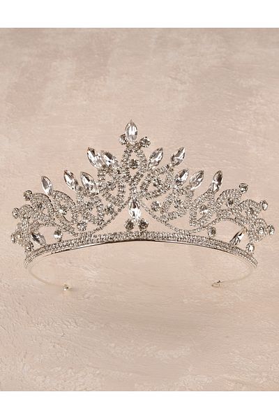 Hayalperest boncuk Cristal Stone Bridal Queen Crown Coroana Printesa Stralucitoare Coroana Nunta Mireasa Argintiu