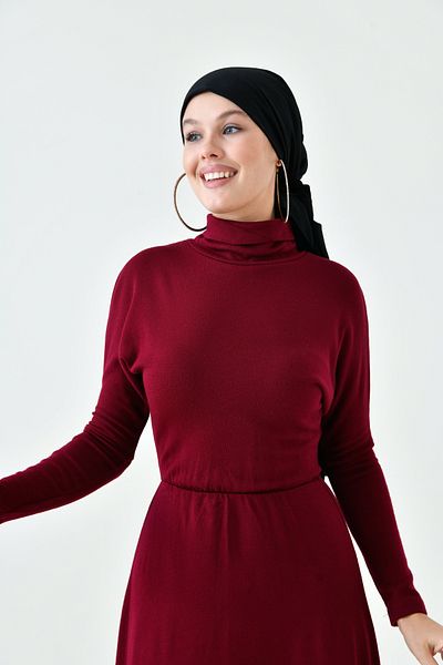 4S1B FASHION Rochie musulmană din țesătură acrilică elastică, cu mânecă lungă, cu mânecă lungă, 134