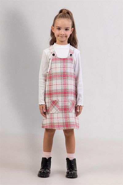Dmb Rochie pentru fetiță în carouri fucsia - M9809