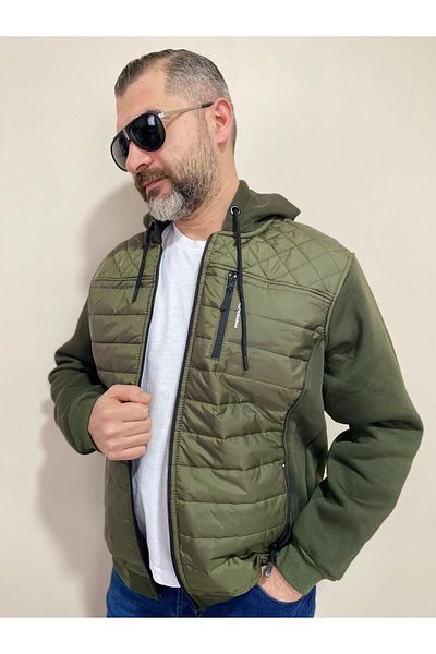 BENESSE Μπουφάν και παλτό με κουκούλα με κουκούλα με καπιτονέ μπροστά